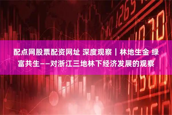 配点网股票配资网址 深度观察｜林地生金 绿富共生——对浙江三地林下经济发展的观察